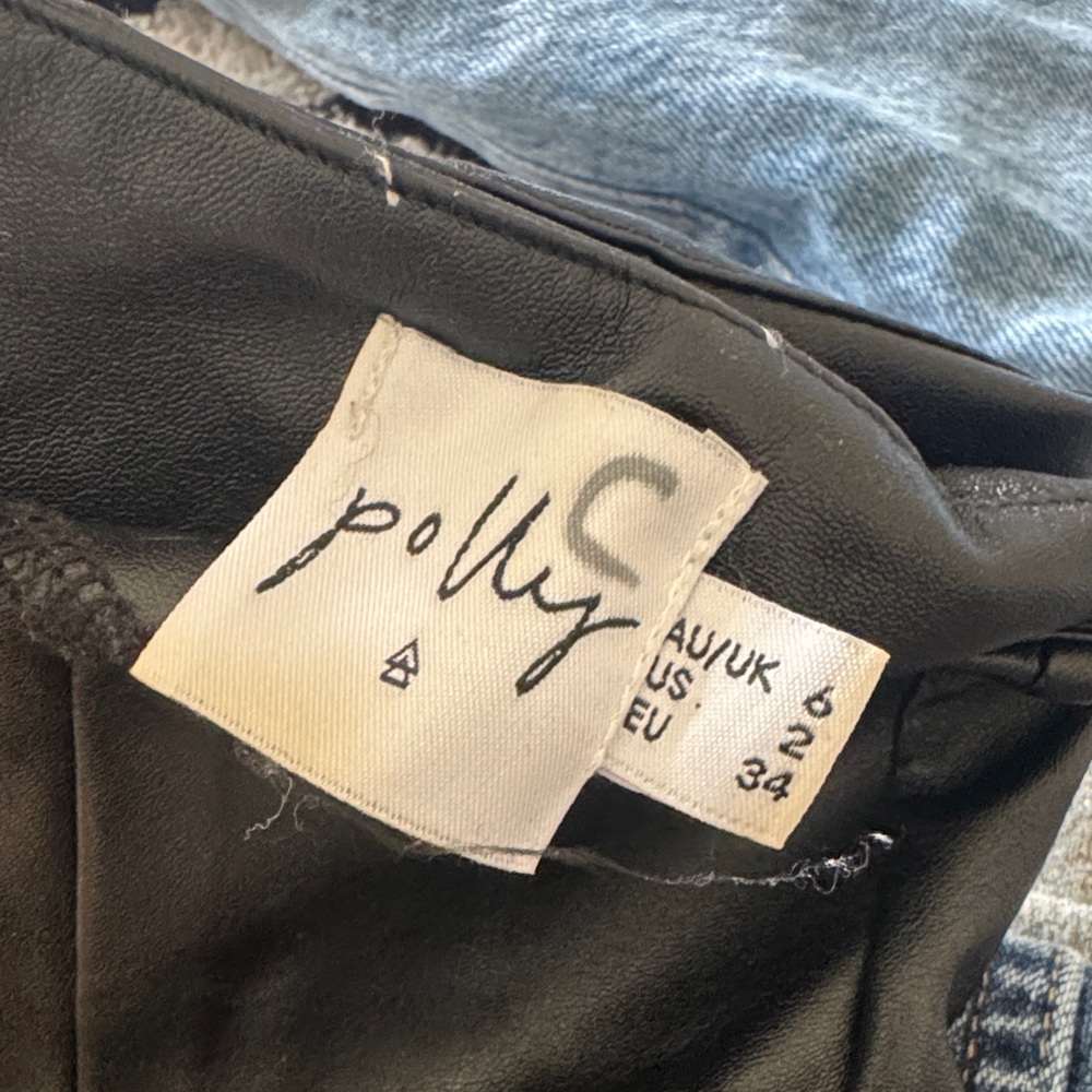 Polly Black Leather Pants